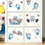 Sticker Decal Dán Tường Mèo Xanh Mẫu 2 Có Keo Sẵn 90x55.5cm - Trang Trí Tường Decor Phòng Ngủ