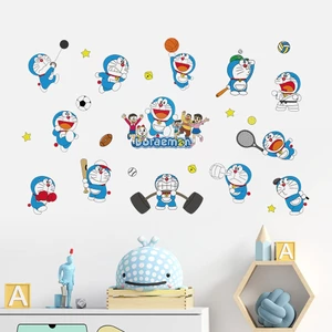 Sticker Decal Dán Tường Mèo Xanh Mẫu 2 Có Keo Sẵn 90x55.5cm - Trang Trí Tường Decor Phòng Ngủ
