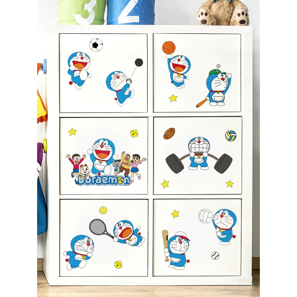 Sticker Decal Dán Tường Mèo Xanh Mẫu 2 Có Keo Sẵn 90x55.5cm - Trang Trí Tường Decor Phòng Ngủ