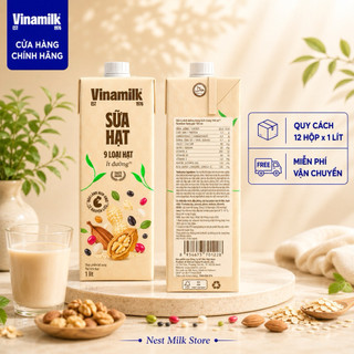 Sữa Hạt Vinamilk 9 Loại Hạt Ít Đường Hộp 1 Lít - Thùng 12 Hộp