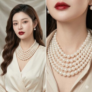 [ DAISYN ] N735  chuỗi hạt ngọc trai mang áo dài 5 sợi ngọc trai nhân tạo sang trọng cho nữ