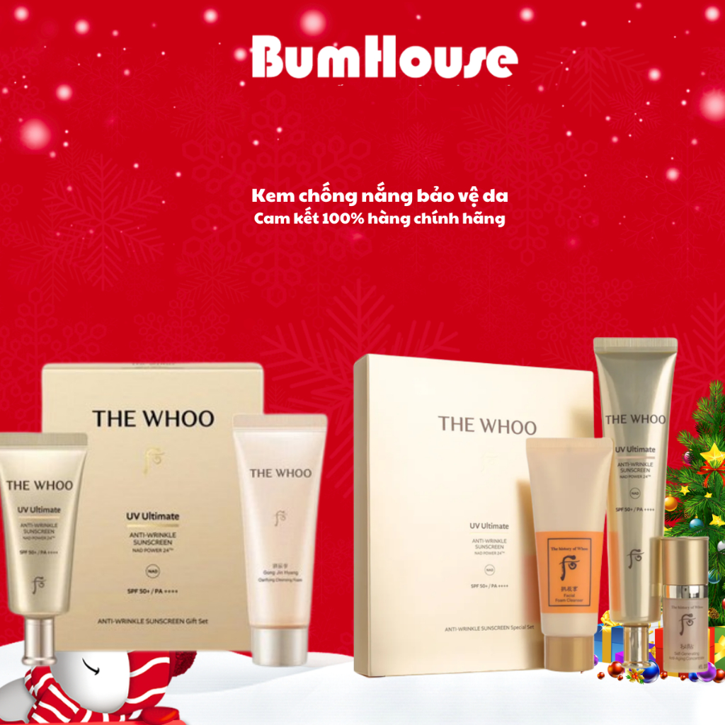 Set 3 Món Kem Chống Nắng Giảm Nếp Nhăn Whoo Gongjinhyang Anti - Wrinkle Sunscreen Special Set