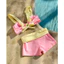 Set Bikini 𝐒𝐦𝐨𝐨𝐭𝐡𝐢𝐞𝐬 Hồng Baby Phối Viền Vàng Chanh Đi Biển Mùa Hè