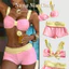 Set Bikini 𝐒𝐦𝐨𝐨𝐭𝐡𝐢𝐞𝐬 Hồng Baby Phối Viền Vàng Chanh Đi Biển Mùa Hè