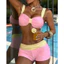 Set Bikini 𝐒𝐦𝐨𝐨𝐭𝐡𝐢𝐞𝐬 Hồng Baby Phối Viền Vàng Chanh Đi Biển Mùa Hè
