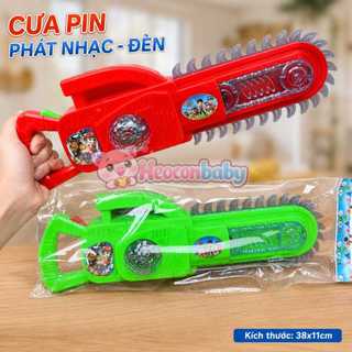 Đồ Chơi Cưa Máy Pin Phát Nhạc Có Đèn LED Cho Bé – Cưa Xích Đồ Chơi Mô Phỏng An Toàn 38x11cm