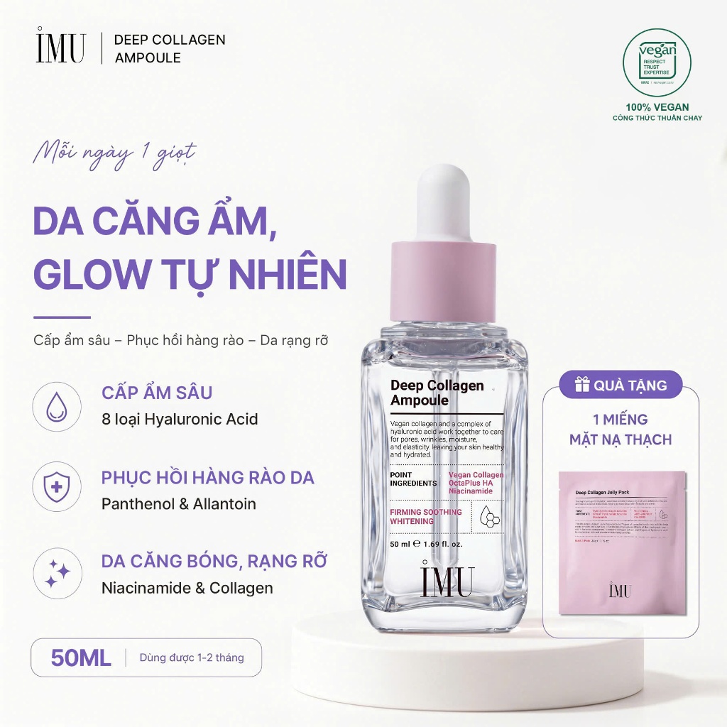Tinh Chất Serum Phục Hồi IMU Deep Collagen Ampoule Cấp Ẩm Sâu Đa Tầng & Phục Hồi Da Tổn Thương 50ml