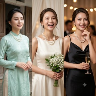 [ DAISYN ] N653 dây chuyền áo dài , dây chuyền áo tấc, vòng cổ cưới 2 sợi ngọc trai nhân tạo sang trọng