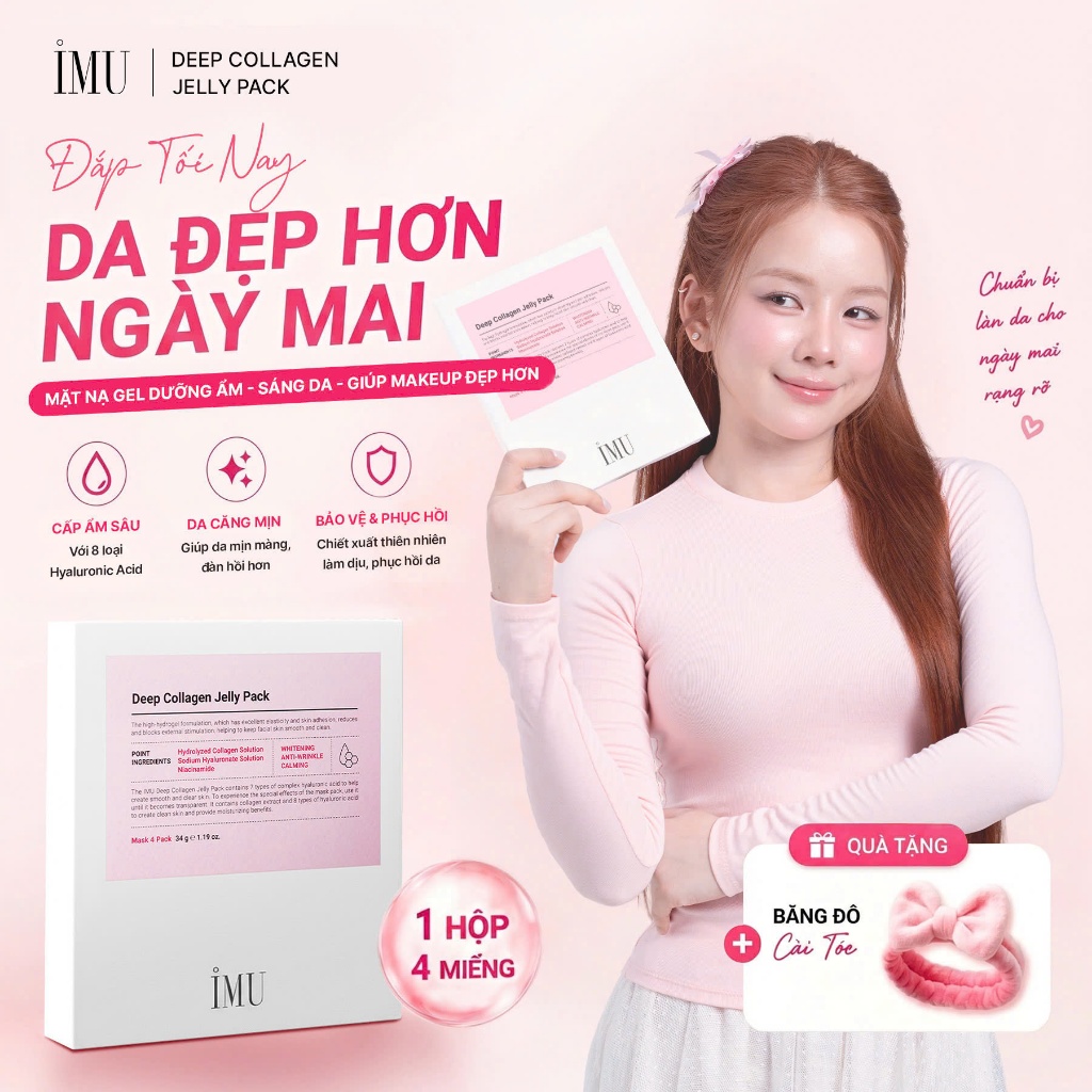 Mặt Nạ Thạch IMU Deep Collagen Jelly Pack Cấp Ẩm, Phục Hồi, Dưỡng Sáng, Ngừa Lão Hóa Mờ Nhăn 34g