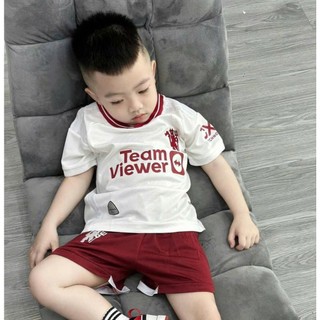 [CÓ IN TÊN] Bộ áo bóng đá trẻ em MU TRĂNG , đủ size cho bé 8-78kg, chất thun lạnh thoáng mát Top Kid