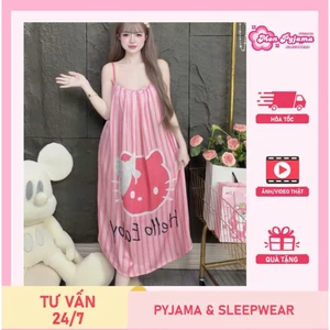 Đầm ngủ dễ thương,váy ngủ lụa dài đáng yêu,đồ ngủ lụa latin cao cấp hai dây mịn mát dành cho nữ [06]