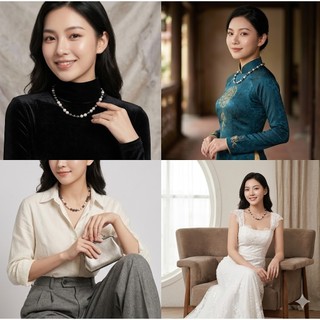 [N1108] Dây Chuyền, Vòng Cổ Ngọc Trai Đá Nhân Tạo Mix Trắng Đen, Sang Trọng, Thanh Lịch, Phù Hợp Cho Nữ - DAISYN.