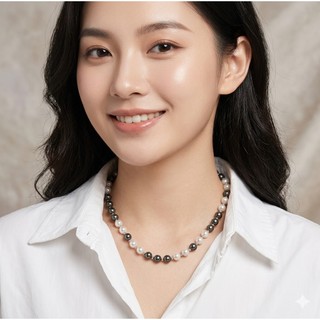 [N1108] Dây Chuyền, Vòng Cổ Ngọc Trai Đá Nhân Tạo Mix Trắng Đen, Sang Trọng, Thanh Lịch, Phù Hợp Cho Nữ - DAISYN.