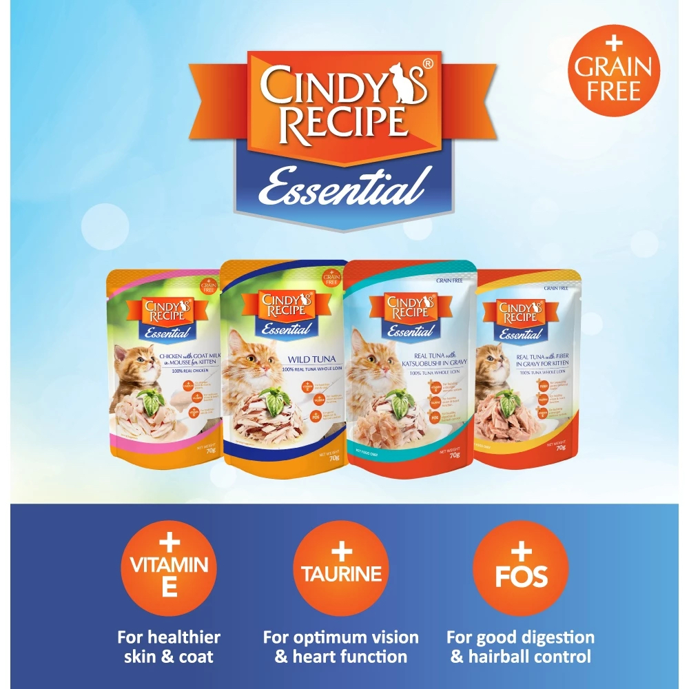 Pate Cho Mèo Cindy Recipe 70g – Dạng Thạch Cá Ngừ, Thịt Gà | Thức Ăn Mềm Cho Mèo Con & Trưởng Thành