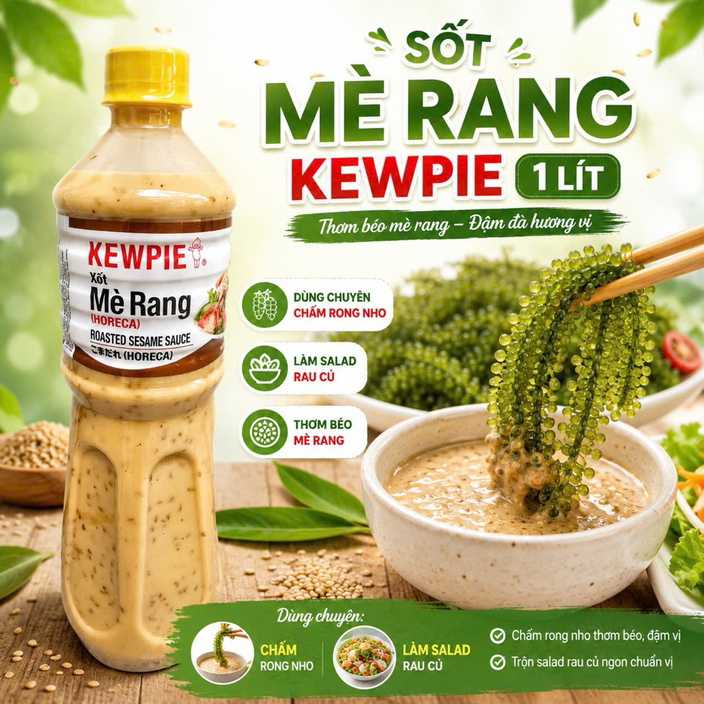Nước sốt chấm mè rang Kepiew 1 Lít dùng trộn salad, chấm đều ngon