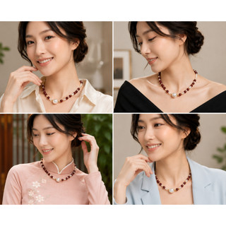 [N1139] Vòng Cổ, Dây Chuyền Mix Ngọc Nhân Tạo Trắng Đỏ Đậm Trẻ Trung Thanh Lịch Cho Nữ - DAISYN