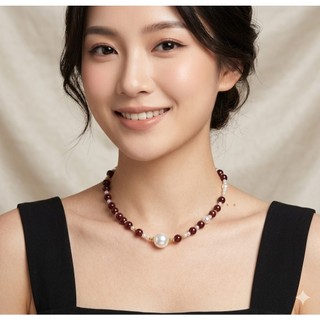 [N1139] Vòng Cổ, Dây Chuyền Mix Ngọc Nhân Tạo Trắng Đỏ Đậm Trẻ Trung Thanh Lịch Cho Nữ - DAISYN