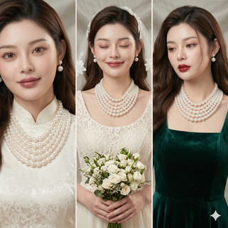 [ DAISYN ] N735  chuỗi hạt ngọc trai mang áo dài 5 sợi ngọc trai nhân tạo sang trọng cho nữ
