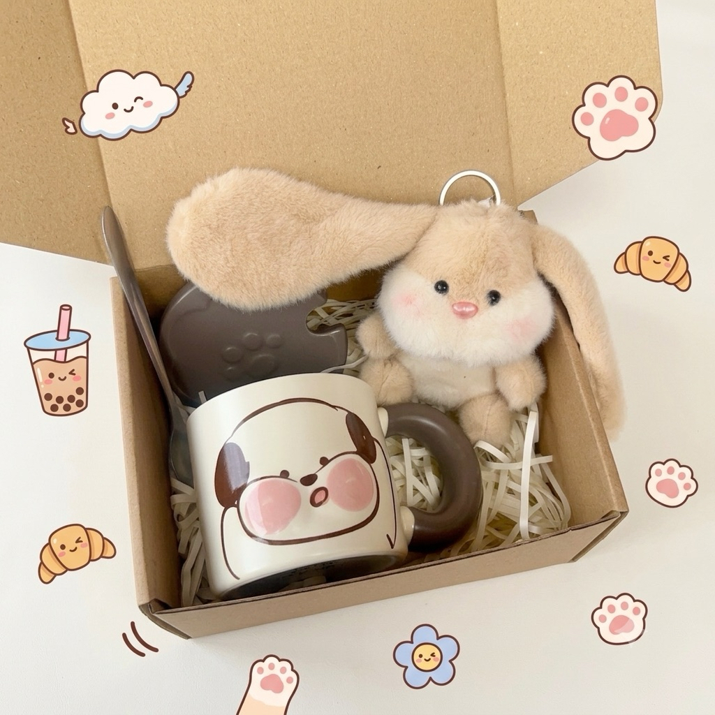 [BST 2026] Set quà cốc sứ Thú Má Lồi Siêu Cute Dễ Thương Kèm Gấu, Thiệp, Lót Ly Quà Tặng Tốt Nghiệp, Sinh nhật