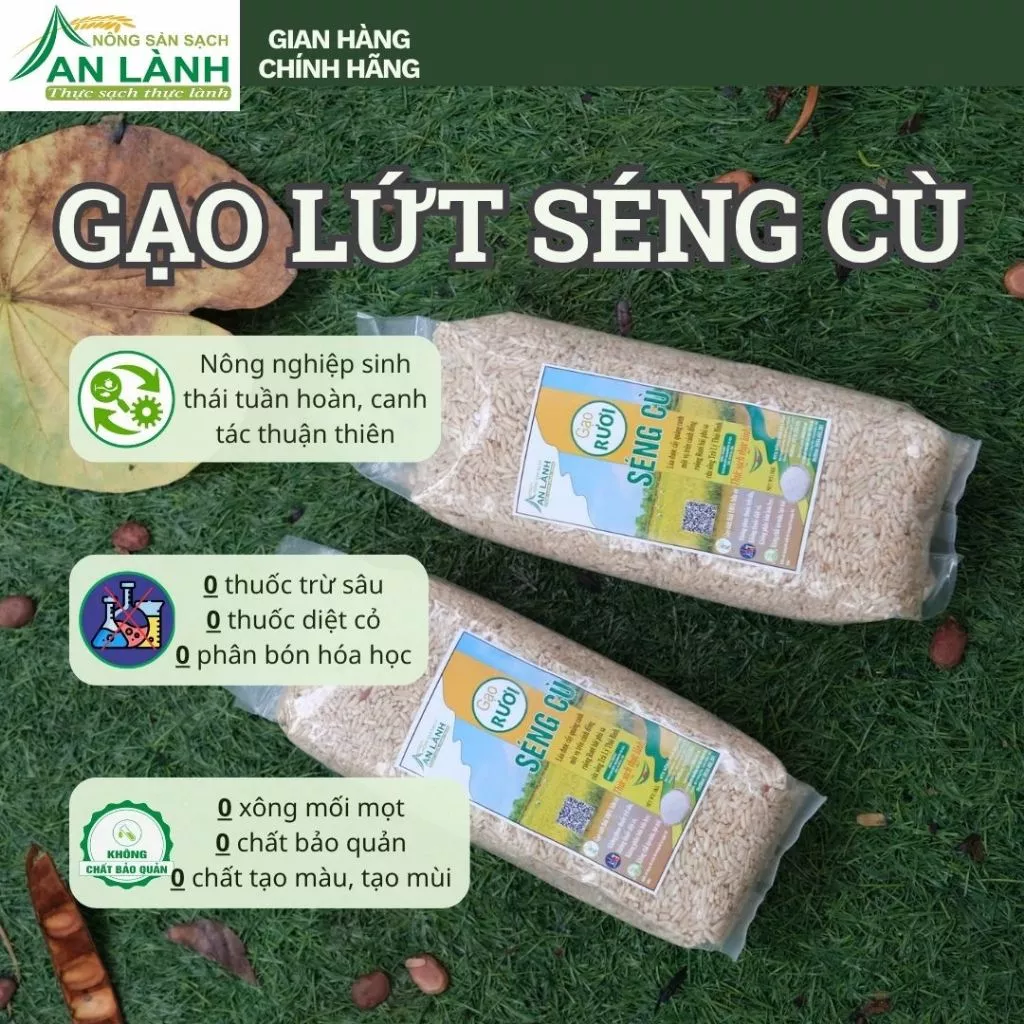 Gạo Séng Cù ruộng rươi, gạo lứt sinh thái An Lành, gạo sạch cơm dẻo ngon nhiều dinh dưỡng