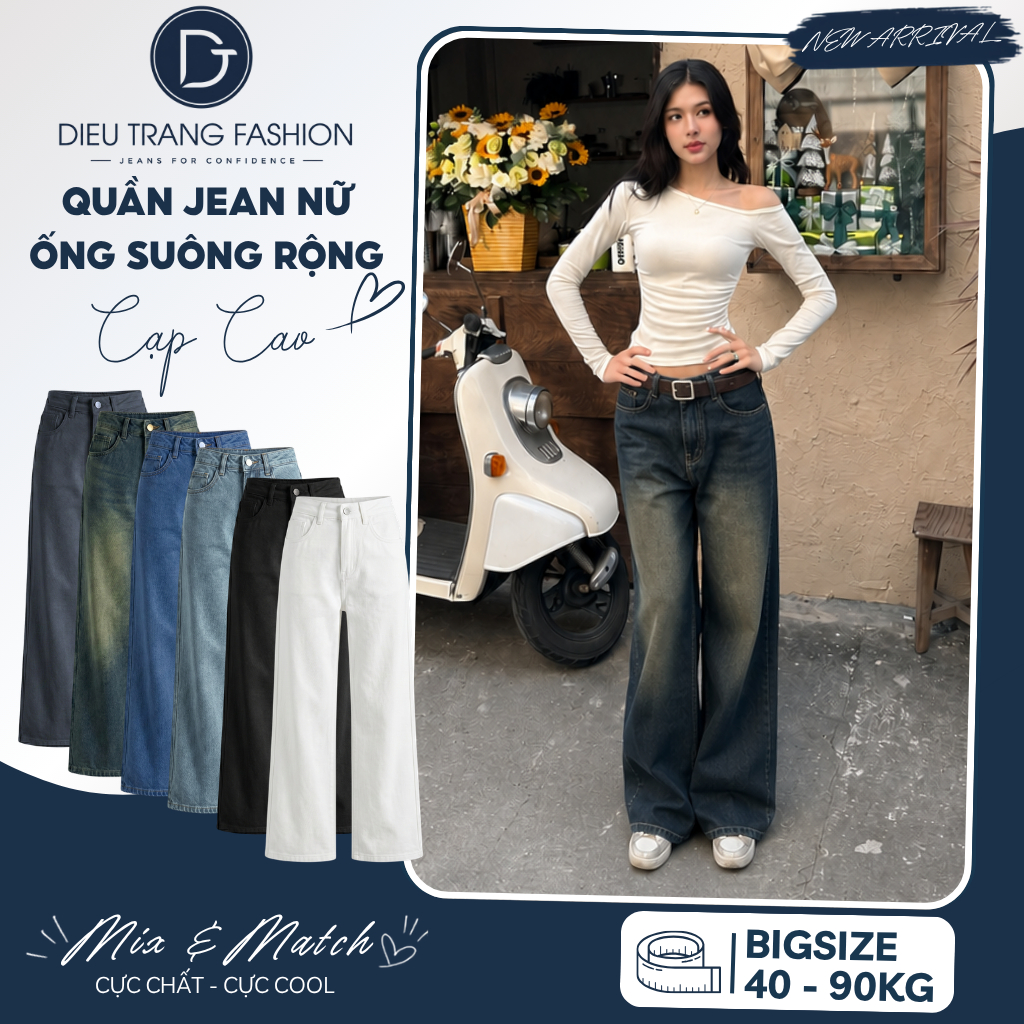 Quần Suông Ống Rộng Jean Nữ Lưng Cao Tôn Dáng Dài Chân Bigsize DIEUTRANG_FASHION MS105