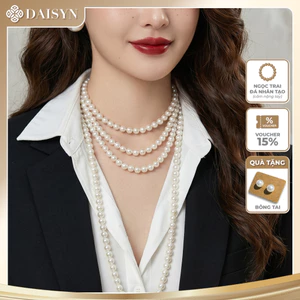 N696 dây chuyền ngọc trai nhân tạo 8 li dài 4 sợi tạo nhiều kiểu sang trọng