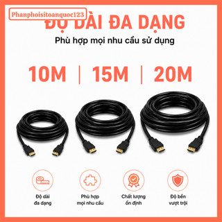 Cáp HDMI 2.0 Tròn Dài 10m/15m/20m Hỗ Trợ 4K 60Hz – Chống Nhiễu, Lõi Đồng Nguyên Chất