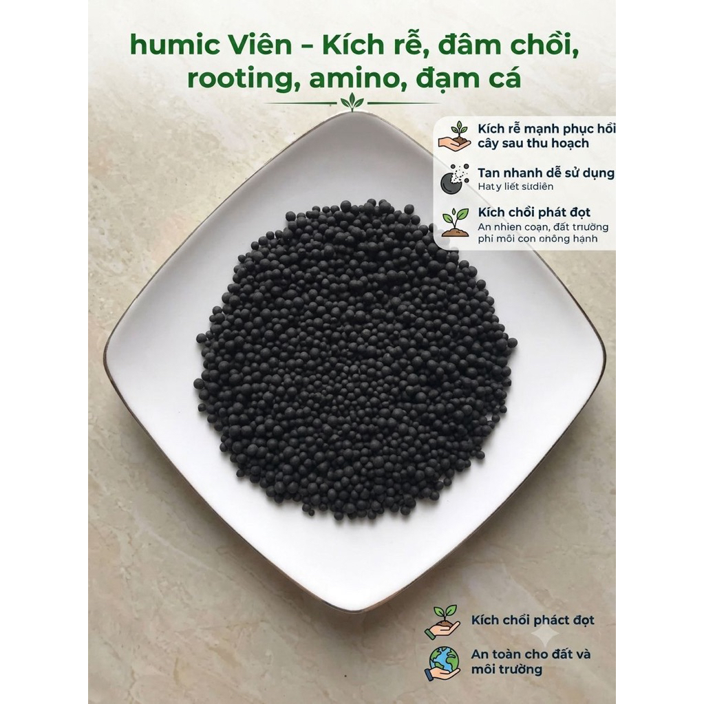 AMINO ĐẠM CÁ HUMIC VIÊN - Root999- Kích rễ, đâm chồi, phát lộc, phục hồi cây sau thu hoạch, tăng độ ngọt đẹp quả đẹp mã