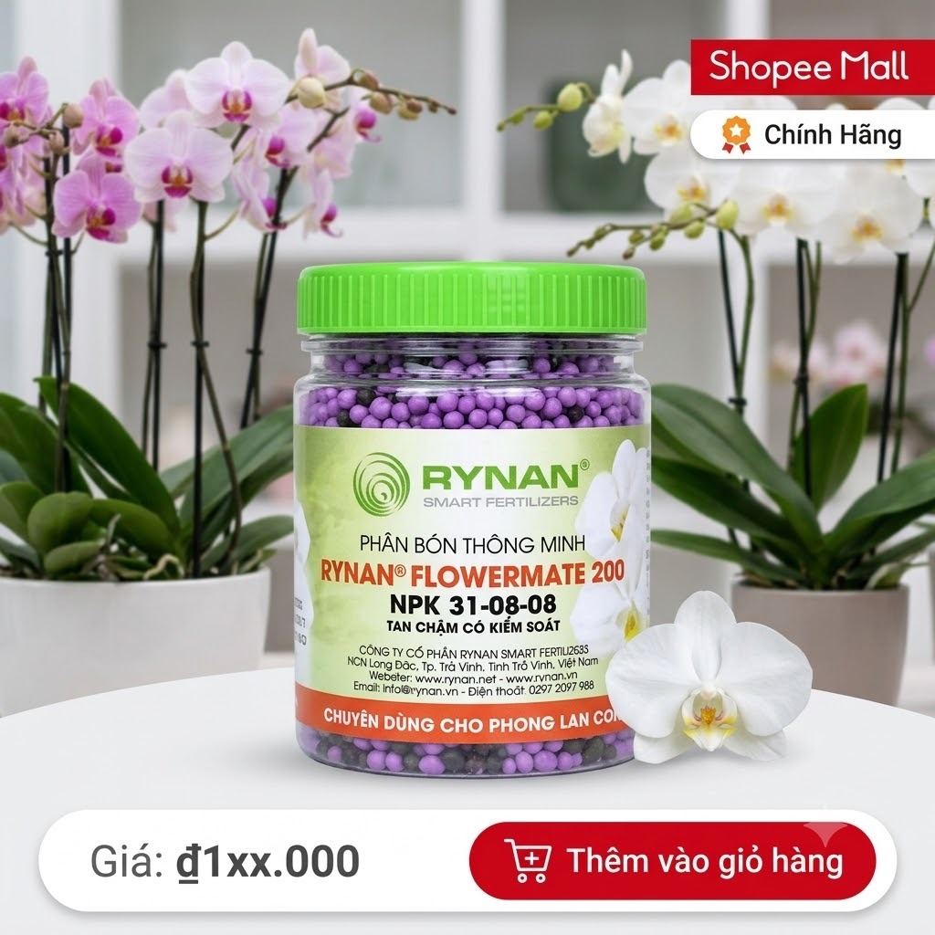 [CHÍNH HÃNG] Phân Bón Thông Minh Rynan Flowermate (Hạt Màu Tím) - Dưỡng Cây Tan Chậm Có Kiểm Soát Cho Hoa Lan, Hoa Hồng