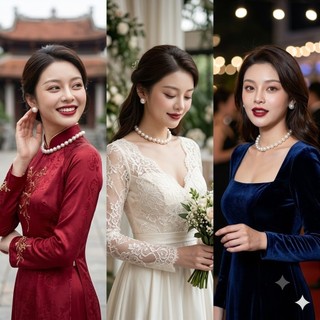 [ DAISYN ] N720 choker vòng cổ dây chuyền ngọc trai nhân tạo hạt 12 li sang trọng cho nữ