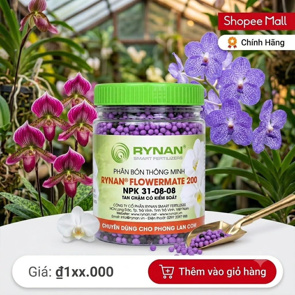 [CHÍNH HÃNG] Phân Bón Thông Minh Rynan Flowermate (Hạt Màu Tím) - Dưỡng Cây Tan Chậm Có Kiểm Soát Cho Hoa Lan, Hoa Hồng