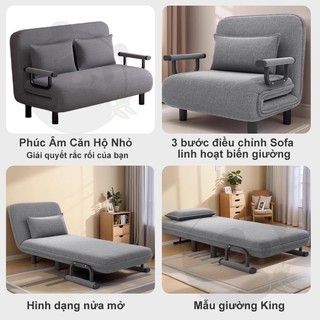 Ghế Sofa Giường Đa Năng Vải Linen Cao Cấp Khung Thép Gia Cường Tựa Lưng Điều Chỉnh Sofa Bed Gấp Gọn