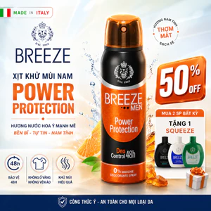 Xịt Khử Mùi Nam Breeze Men Power Protection 150ml – Hương Nước Hoa Ý – Khử Mùi 48h