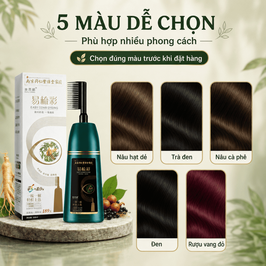 Lược Nhuộm Tóc 500ml Dạng Chải Dễ Sử Dụng｜Hỗ Trợ Che Phủ Tóc Bạc｜Nhiều Màu Lựa Chọn