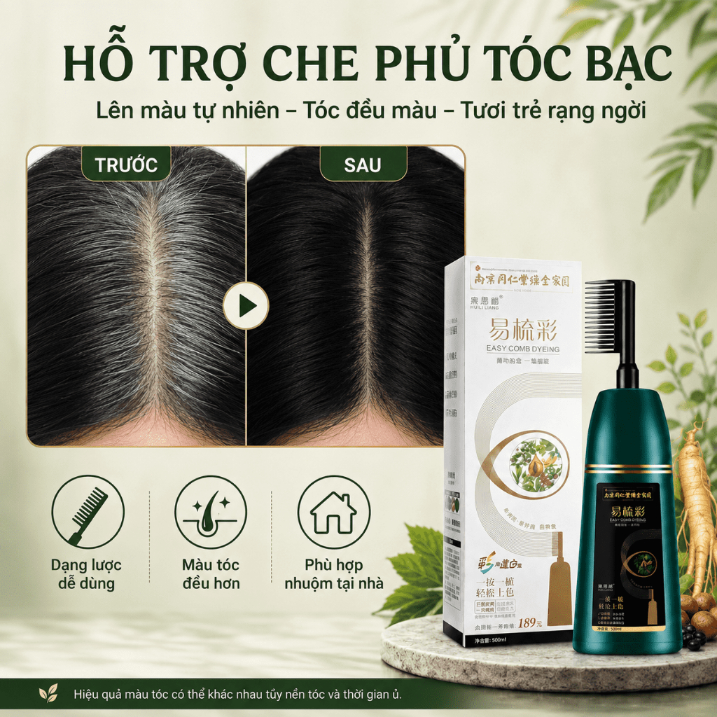 Lược Nhuộm Tóc 500ml Dạng Chải Dễ Sử Dụng｜Hỗ Trợ Che Phủ Tóc Bạc｜Nhiều Màu Lựa Chọn