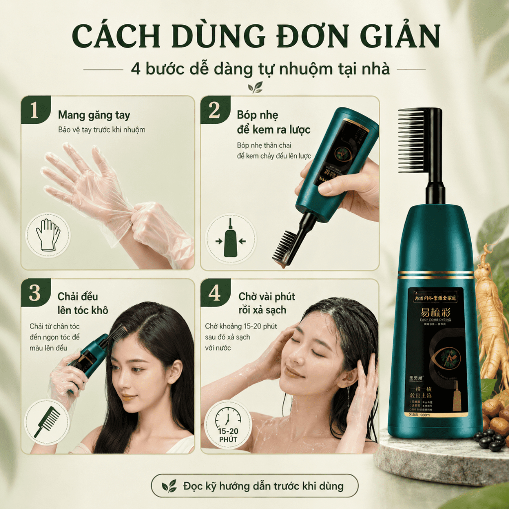 Lược Nhuộm Tóc 500ml Dạng Chải Dễ Sử Dụng｜Hỗ Trợ Che Phủ Tóc Bạc｜Nhiều Màu Lựa Chọn