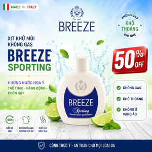 Xịt Khử Mùi Thể Thao Không Gas Breeze Squeeze Sporting 100ml – 48h Thơm Mát