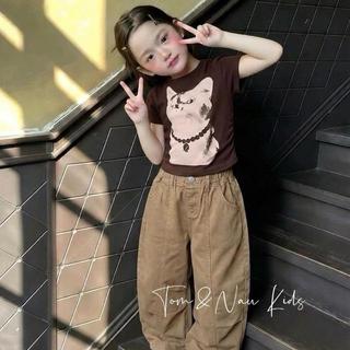 Q40-[tomnaukids]  Quần baggy nâu cho bé gái size từ 9-36Kg