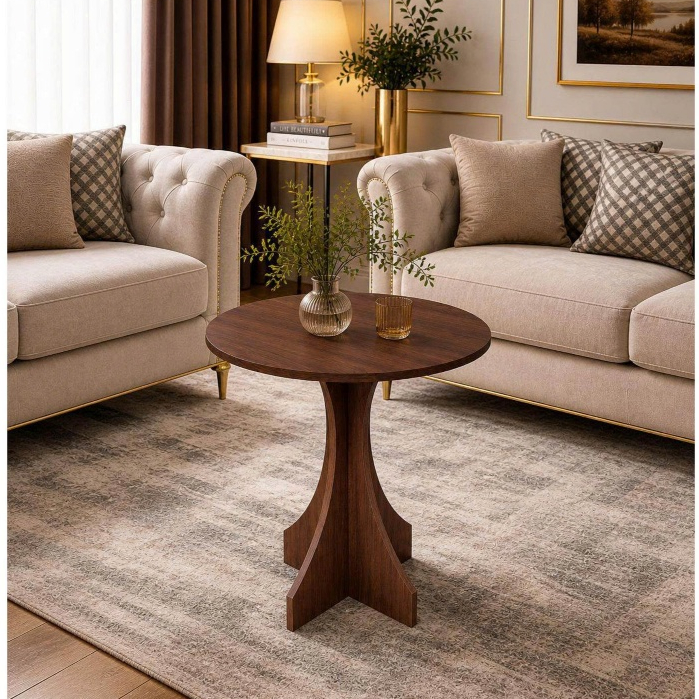Bàn trà tròn phong cách hiện đại mini làm bằng gỗ MDF lõi xanh chống nước chống xước chống cong vênh - HM275