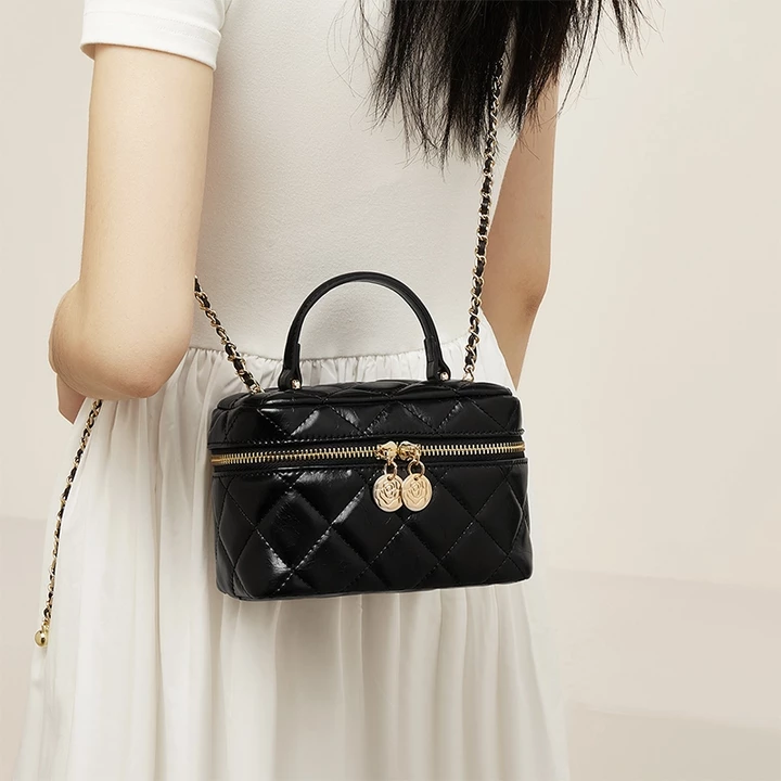Women's Vintage Canvas Crossbody Bag – Chain Strap – 4