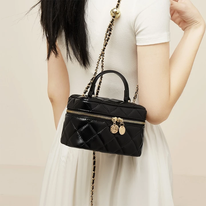 Women's Vintage Canvas Crossbody Bag – Chain Strap – 3