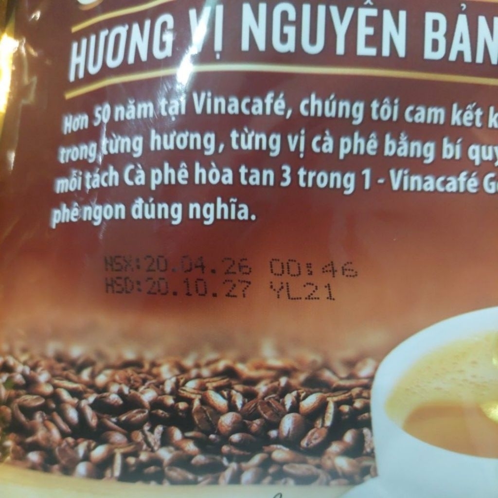 Cà Phê Hòa Tan Vinacafé Gold Original 3in1(Bịch 24 gói x 20g)-Hương Vị Nguyên Bản Thơm Ngon Đậm Đà