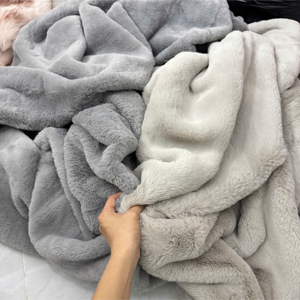 Thảm lông ngắn mịn trải bàn trang điểm - Thảm lông mịn màu xám tro lông ngắn
