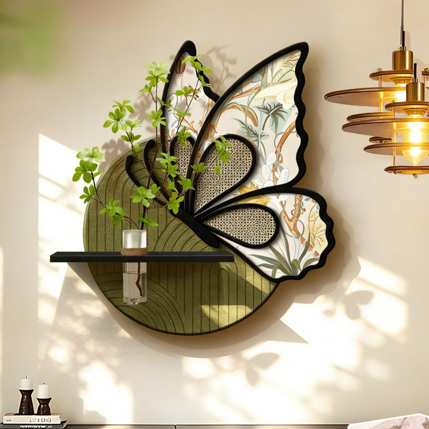 [ Tranh Đèn LED Hắt Tường ] CÁNH BƯỚM - TẶNG KÈM BÌNH HOA - Treo Tường, Tặng kèm bình hoa cho khách cắm hoa.