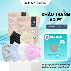 Khẩu trang 6D PT 4 lớp kháng khuẩn phiên bản TÚI mới chính hãng Công Ty