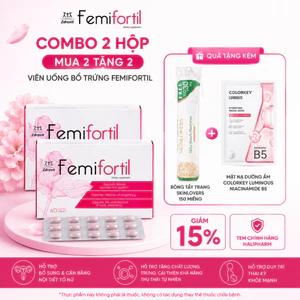 Combo 2 Viên Uống FEMIFORTIL Bổ Trứng, Vitamin & Axit folic Tăng Khả Năng Thụ Thai 60V