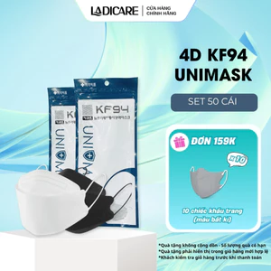Khẩu trang KF94 UNI MASK 4 lớp kháng khuẩn, kiểu dáng 4D chống bụi mịn tia uv