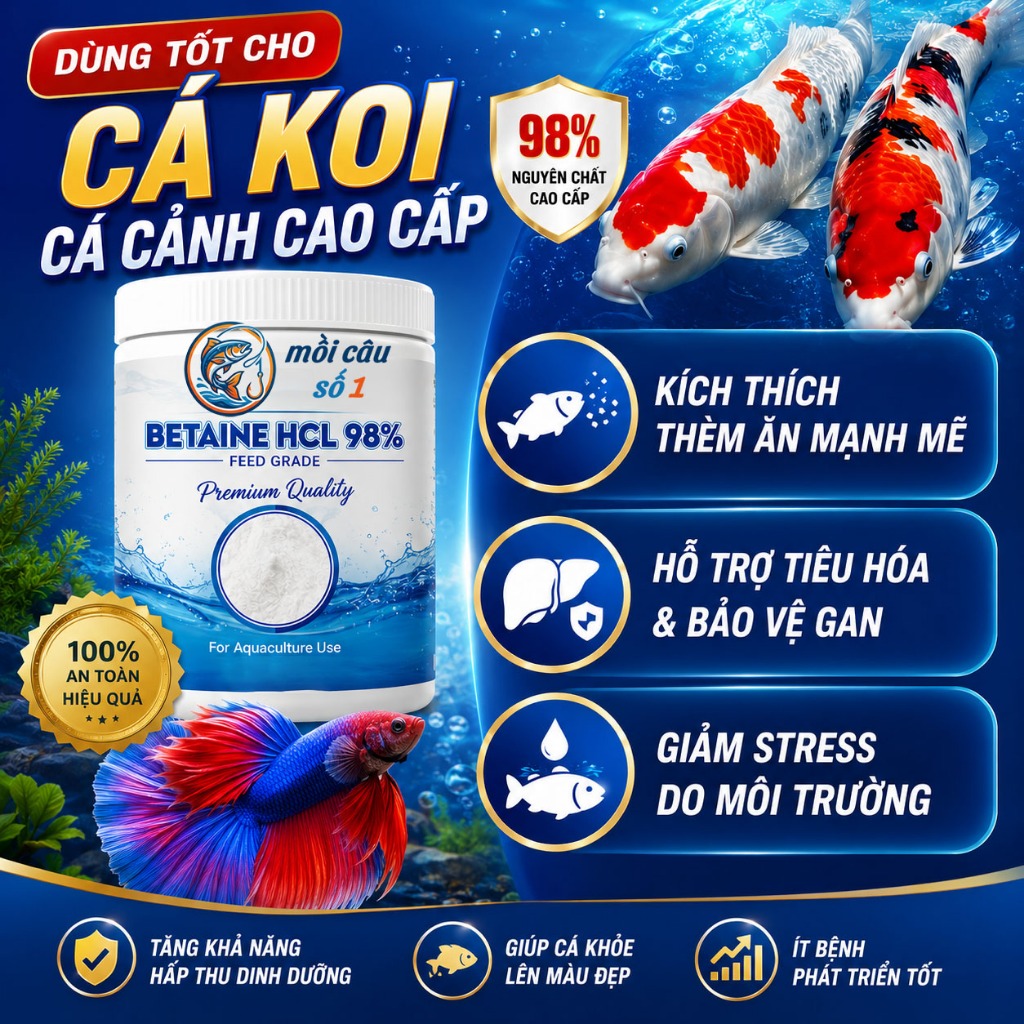 Betaine HCl 98% - Kích ăn mạnh, cải thiện khả năng hấp thụ dinh dưỡng, Tăng sức đề kháng trong chăn nuôi, thủy sản