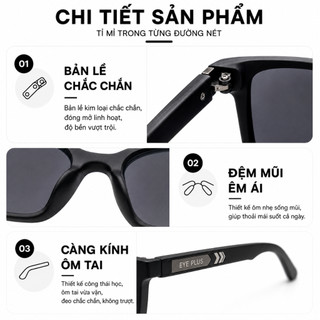 Kính Râm Phân Cực Nam Nữ Eye Plus 2231 Gọng Nhựa Nhám Cao Cấp,Mắt Kính Đen Chống Lóa UV400 Polarized