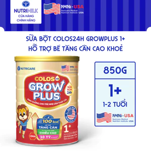 Sữa Bột GROW PLUS 1+ Colos 24h Nutricare Sữa Non Cao Năng Lượng Dinh Dưỡng Cho Bé Nhẹ Cân Thấp Còi Từ 1-2 Tuổi Lon 850G